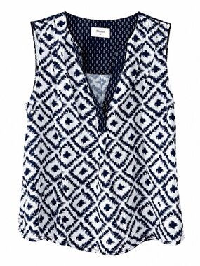 Monterey Navy & White Geometric Sleeveless Top